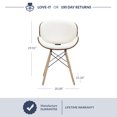 thumbnail image 7 of BELLEZE Set of 4 Mid Century Modern dining Chairs, Upholstered Faux Leather Walnut Curved Back Contemporary Kitchen Dining Accent Chair, Minimalist Vintage Style - Avalon (White), 7 of 7