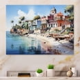thumbnail image 2 of Designart "Coastal Village Dominican Dreamy painting I" Nautical & Beach Metal Art Living Room, 2 of 5