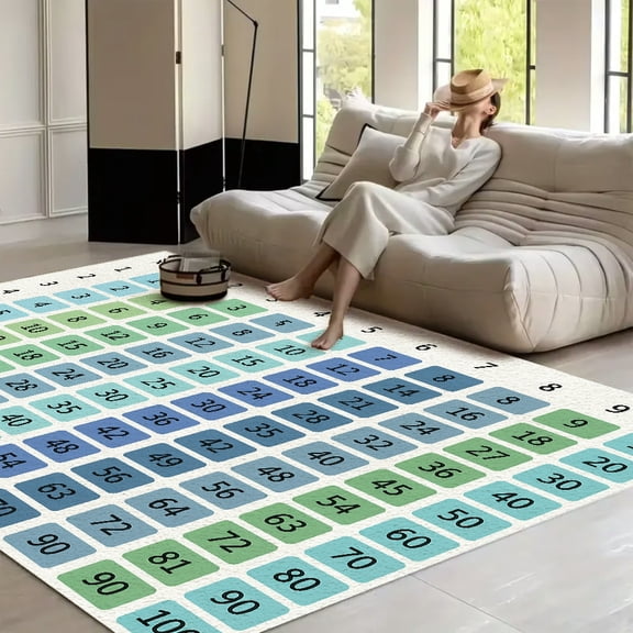 RKSupls Multiplication Table Soft Fluffy Velvet Area Rug for Living Room Bedroom, Non-Slip Washable Carpet, Modern Minimalist Home Decor Floor Mat