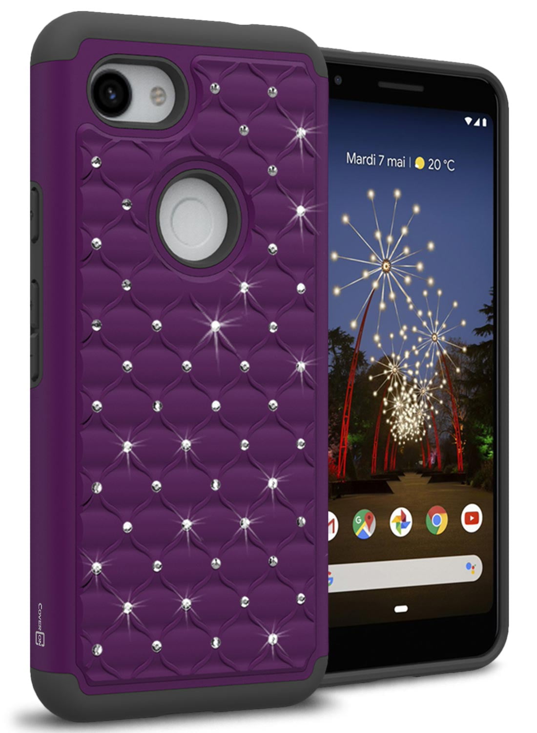 CoverON Google Pixel 3A XL Case Aurora Series Rhinestone Phone Cover 
