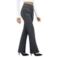 thumbnail image 2 of JUUNthy Womens Dress Pants, Flat Front Straight Leg Stretchy High Waist Business Works Trousers with Pockets Brown M, 2 of 10