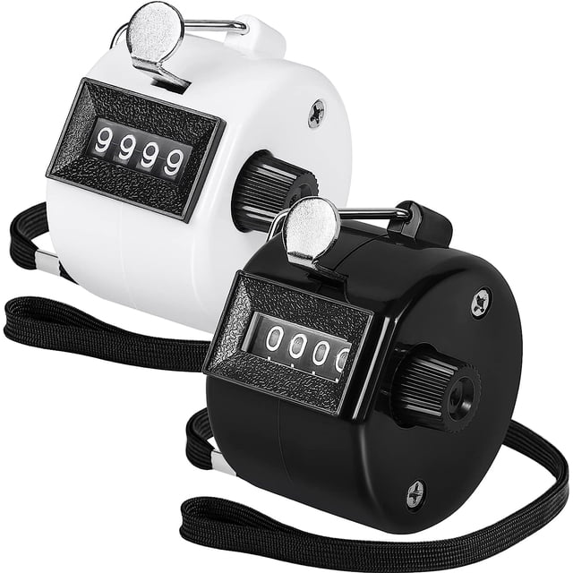 Paquete de 2 colores Contador de mano Contador de números de 4 dígitos Contador de clicker, Contadores mecánicos manuales Clickers Pitch Counter para Coaching