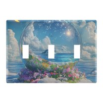Yayeee Toggle Light Switch Wall Plate 3-Gang 6.37"x4.48" Decorative Outlet Cover, Crystal Ocean
