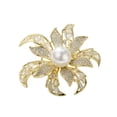 thumbnail image 2 of Broche de flores con diamantes de imitación, broche para el pecho, broche romántico para el cuello, broche de solapa para accesorios de ropa de fiesta Oro, 2 of 10