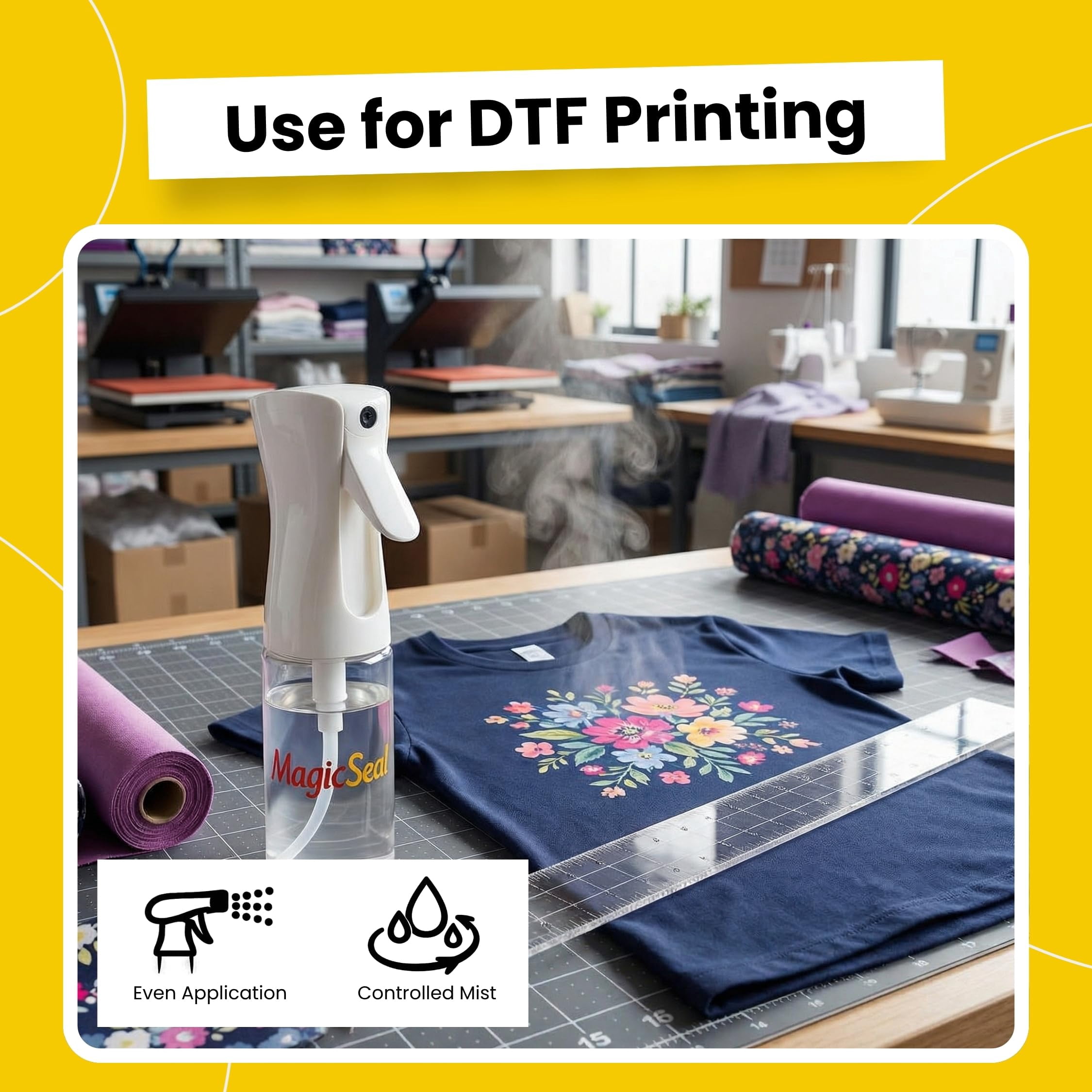 MAGICLINE SOLUTIONS Fine Mist Spray Bottle 500ml for DTF Printing, Refillable Continuous Mist Spray Bottle for MagicSeal, Solution Not Included