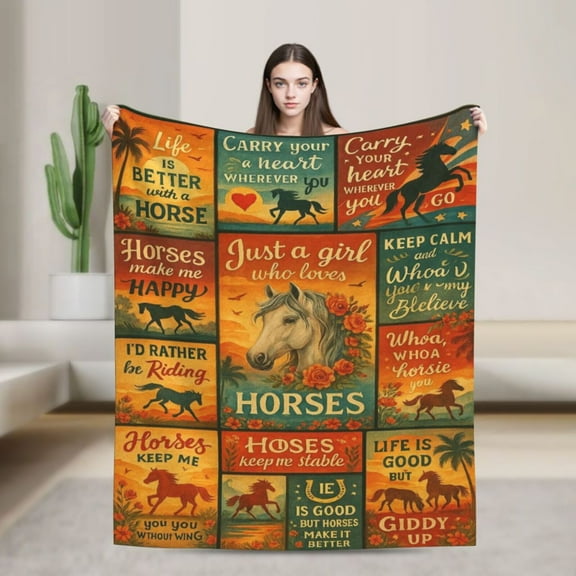Horse Blanket Gifts for Girls Women, Horse Stuff for Girls, Just A Girl Who Loves Horses, Best Gifts for Horses Lovers on Christmas Birthday 50x40