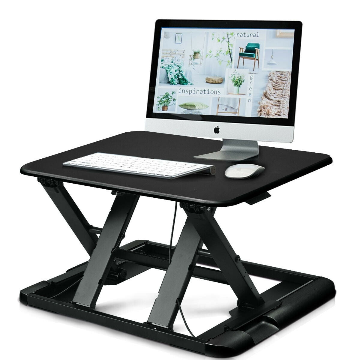Desk PC Work Station Sitting Standing Screen Stand Keyboard Tray Adjustable UK 