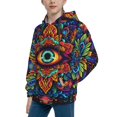 thumbnail image 2 of KLL Unisex Kids Boys Girls Hooded Pocket Pullover Hoodies-Vibrant Psychedelic Eye, 2 of 5