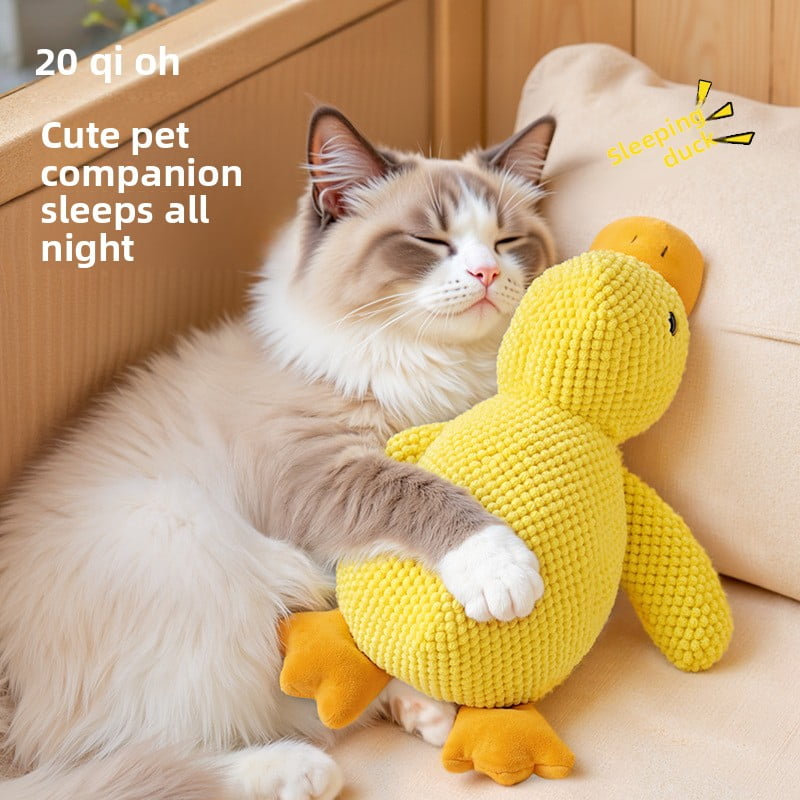 Plush Sleeping Duck with Crinkle Paper Catnip Durable Chew Teething Sound Pet Sound Toys