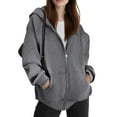thumbnail image 3 of Lumtrix Hoodies for Women Zip Up,Y2K Oversized Sweatshirts Hooded Long Sleeve Fleece Lined Casual Hoodie Soft Outerwear 2025 Clothes Dark Gray M, 3 of 4