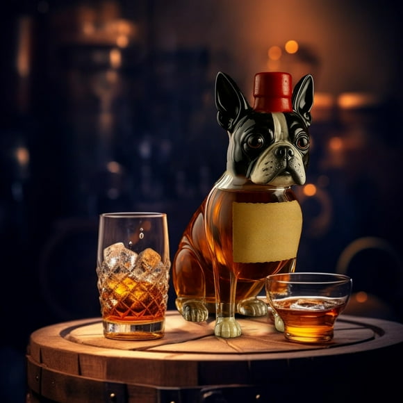 Botella de whisky para perro, creativa, de vidrio de borosilicato transparente, decantador de whisky con forma moderna, que realza el estilo de tu vino, ideal para regalar.