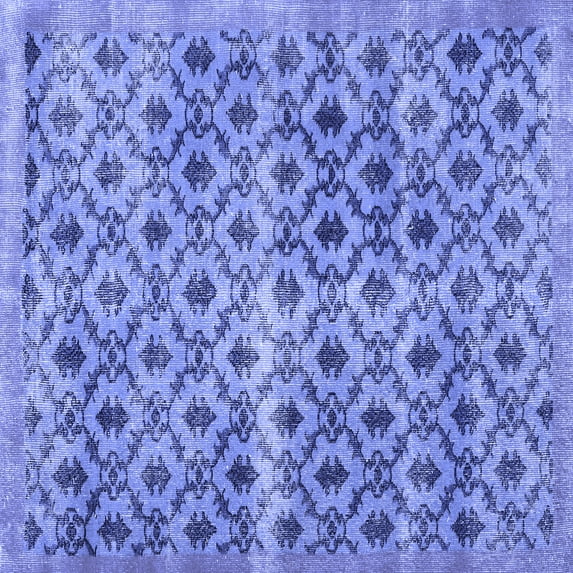 Ahgly Company Machine Washable Indoor Square Persian Blue Traditional Area Rugs, 3' Square