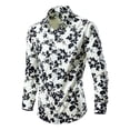 thumbnail image 1 of Camisas de Manga Larga Casual Rayas Solapa Botón Abajo Suelto Ajuste Superior Resistente a las Arrugas, 1 of 4