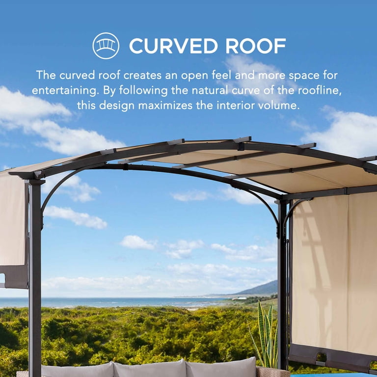 Sunjoy Lindt Retractable Metal 9.5 x 11 ft. Arched Pergola with