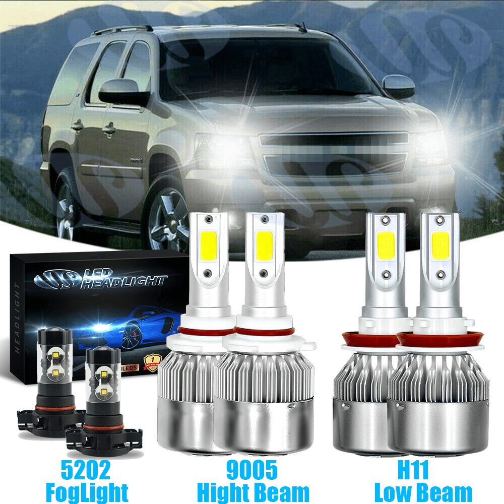 9005+H11 LED Headlight Kit+5202 Fog Light Bulbs 6000K For Chevy Tahoe 2007-2014