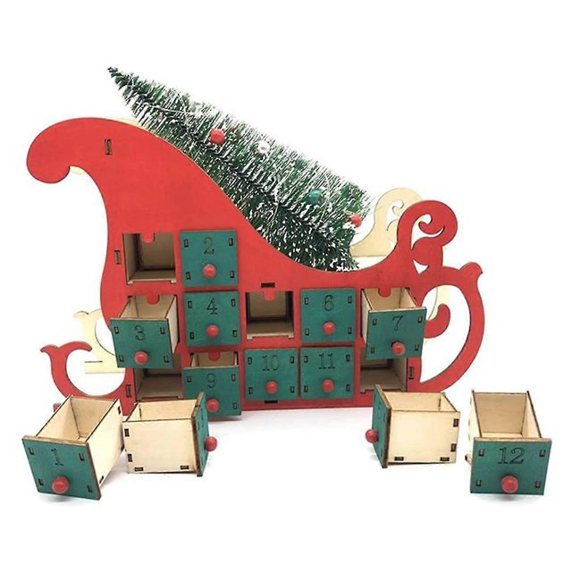 Christmas Countdown Calendar Ornaments Wooden Calendar with 24 Drawers Children's Christmas Gifts a