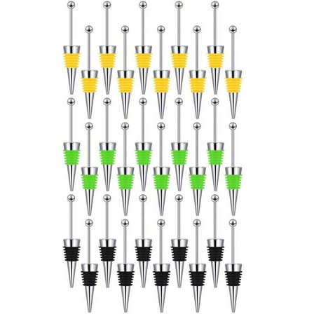 30 Pcs Beadable Wine Stoppers for Wine Bottles Decorative Beaded