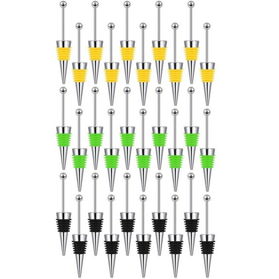 30 Pcs Beadable Wine Stoppers for Wine Bottles Decorative Beaded