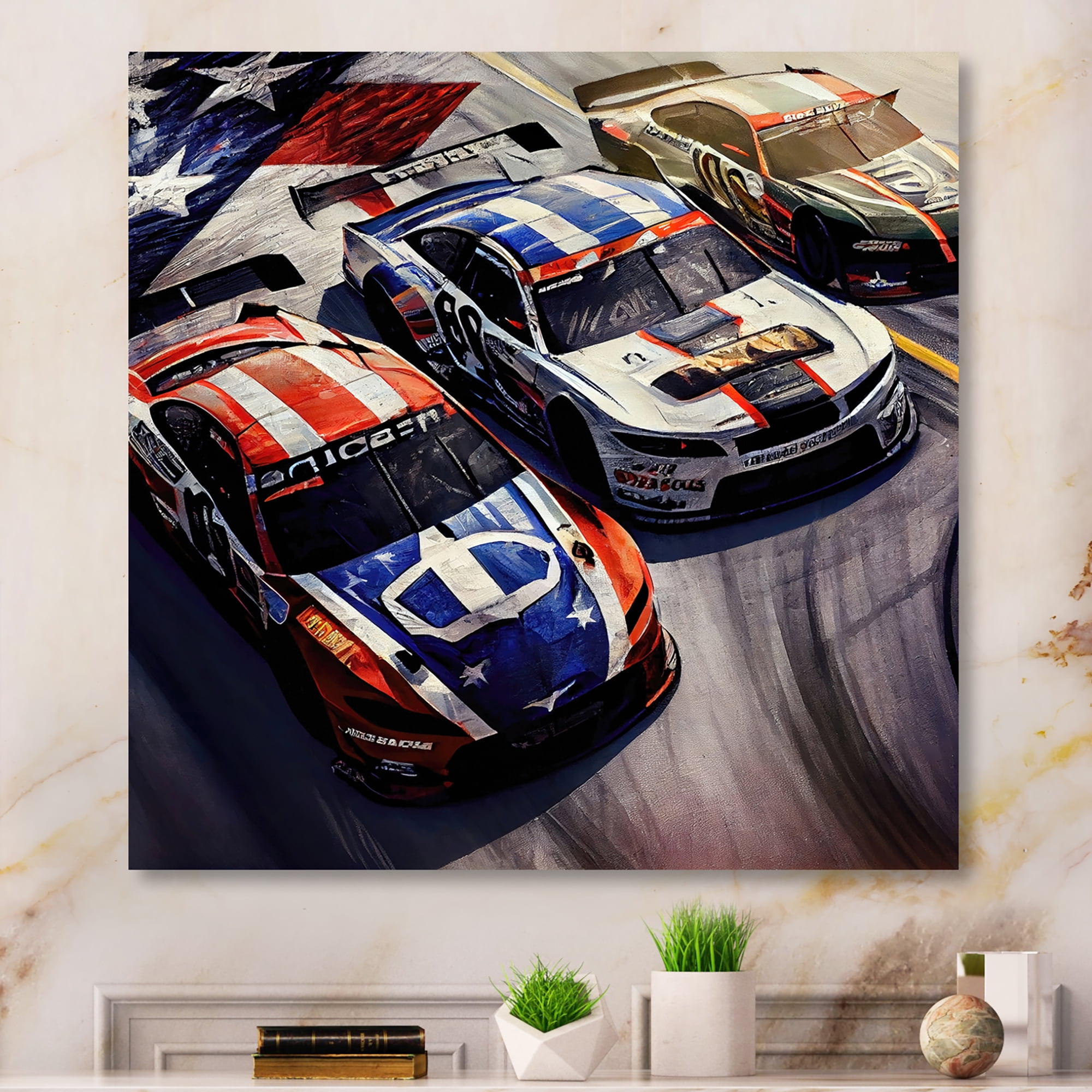 Designart American Stock Car Racing IV Canvas Wall Art