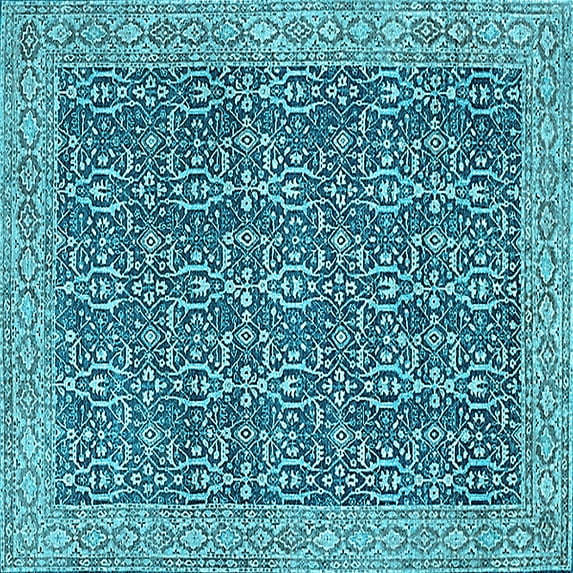 Ahgly Company Indoor Square Oriental Light Blue Traditional Area Rugs, 6' Square