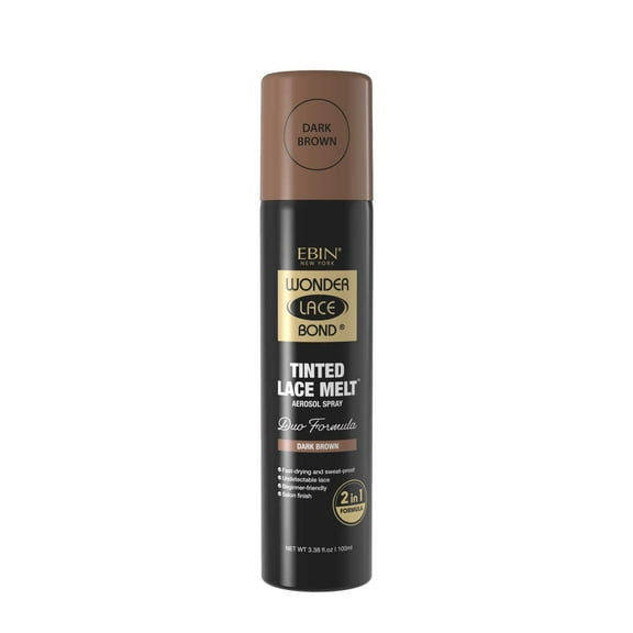 Ebin New York Wonder Lace Bond, Tinted Lace Melt Aerosol Spray, Dark Brown 3.38oz
