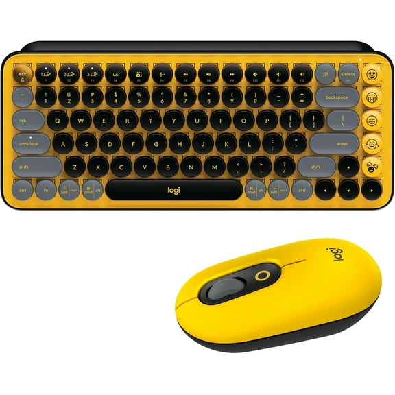 Logitech POP Keys & Mouse Combo Wireless Mechanical Keyboard Emoji Keys YELLOW