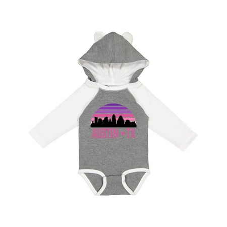 

Inktastic Austin Texas Retro Sunset Skyline Gift Baby Girl Long Sleeve Bodysuit