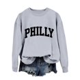 thumbnail image 3 of Womens Fashion Casual Long Sleeve Crew Neck Sweatshirts Printed Pullover Hoodless Sweatshirts Top Light Sweatshirts Women Casual Knit Top Women Zip up Cropped Workout Sweatshirt Drawstring Waist, 3 of 7
