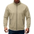 thumbnail image 2 of Eygvbb Men's Full Zip Jacket with Stand Collar Side Zipper Pockets Long Sleeve Casual Coat for Daily Commute Work and Outdoor Activities, 2 of 8
