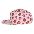 thumbnail image 3 of Daiia Hand Drawn Strawberry print Flat Bill Hats Flat Brim Trucker Cap Baseball Cap Adjustable Classic Low Profile Hat Unconstructed Plain Cap, 3 of 9