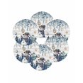 thumbnail image 7 of 13 Inch Round Placemats Set of 6, Blue Snowman Christmas Non Slip Heat Insulation PP Table Mats, Xmas Snowflake Eucalyptus Leaves Wooden Washable Place Mats for Kitchen Dining Party Table Decor, 7 of 7