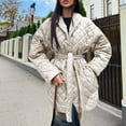 thumbnail image 5 of jtjvou Lapel Padded Coat Casual Fashion Long Sleeve Pocket Medium Long Elegant Design for Daily Wear Party Weddings Spring Fall Outerwear Beige M, 5 of 9
