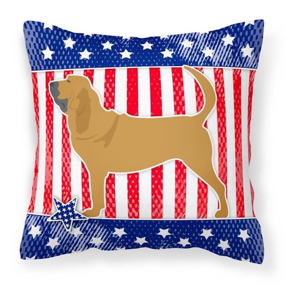 Caroline's Treasures BB3284PW1414 USA Patriotic Bloodhound Fabric Decorative Pillow , 14Hx14W, multicolor