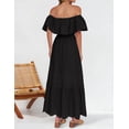 thumbnail image 3 of Vestido ZESICA 2025, de verano, con hombros descubiertos, bordado con volantes, negro, 3 of 6