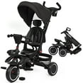 thumbnail image 1 of TROPOW Tricycle Pliable pour Bébé, Poussette Tricycle 7 en 1 pour Tout-Petits de 1 à 5 Ans, Tricycle avec Harnais de Sécurité, Poignée de Poussée Réglable, Panier de Rangement, Porte-Gobelet, Tricycle, Noir, 1 of 9