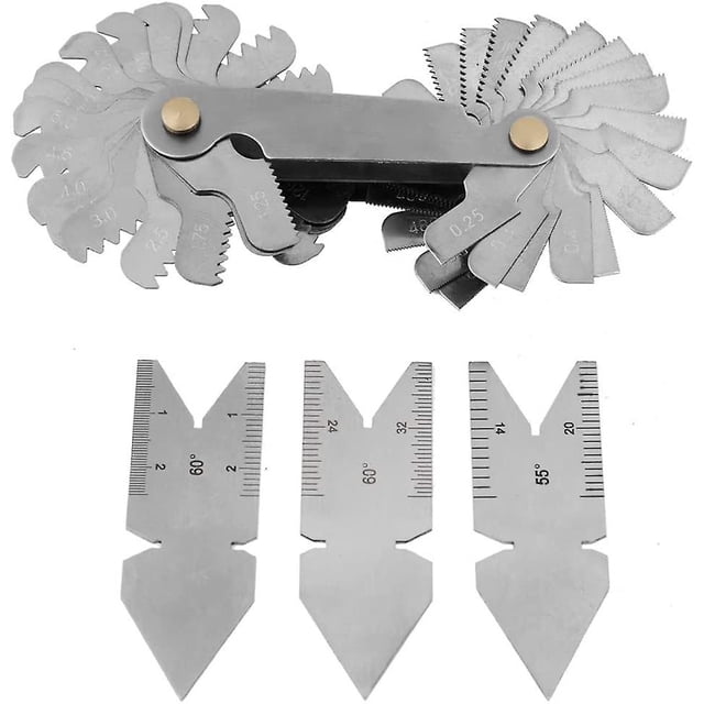 Medidor de rosca, medidor de punto de luz, herramienta de corte de tornillo Medidor de cola de pez de acero inoxidable para punto de tornillo de calibre (1 juego (4 piezas)) LingWen 8390614190276