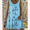 thumbnail image 1 of Pejock Summer Dresses for Women 2023 Round Neck Lace Patchwork Printed Loose Sleeveless Dress Light Blue XL (US Size:10), 1 of 2