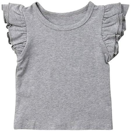 

Kiapeise Baby Girl Ruffle Sleeve T-Shirt Top Basic Tee Summer Outfit