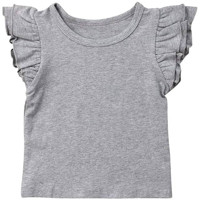 EYIIYE Baby Girl Ruffle Sleeve T-Shirt Top Basic Tee Summer Outfit