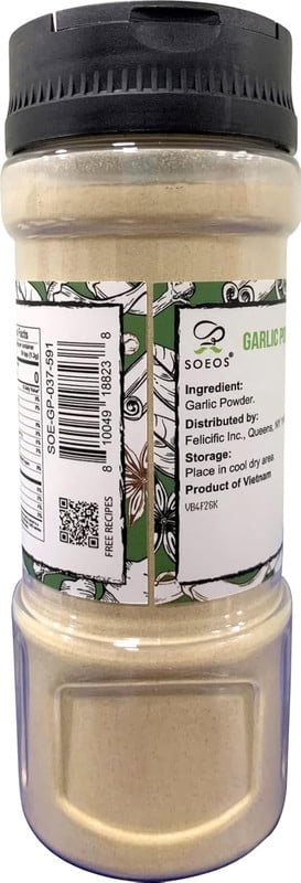 Soeos Garlic Powder (3.7 oz) – Pure Garlic Seasoning for Cooking, Marinades, Soups & Meats, No Additives