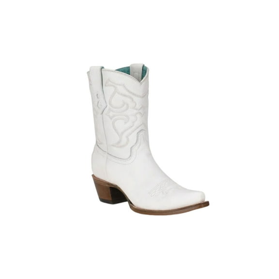 CORRAL Adult Female Embroidery Snip Toe Ankle Boots, Color: White, Size: 05, Width: M