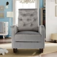 thumbnail image 2 of PAPROOS Nursery Chair for Baby Room, Comfortable High Back Rocking Chair for MOM and Baby, Velvet Upholstered Accent Armchair Fabric Padded Seat Lounge Glider Chair with Side Pocket, Gray, 2 of 10