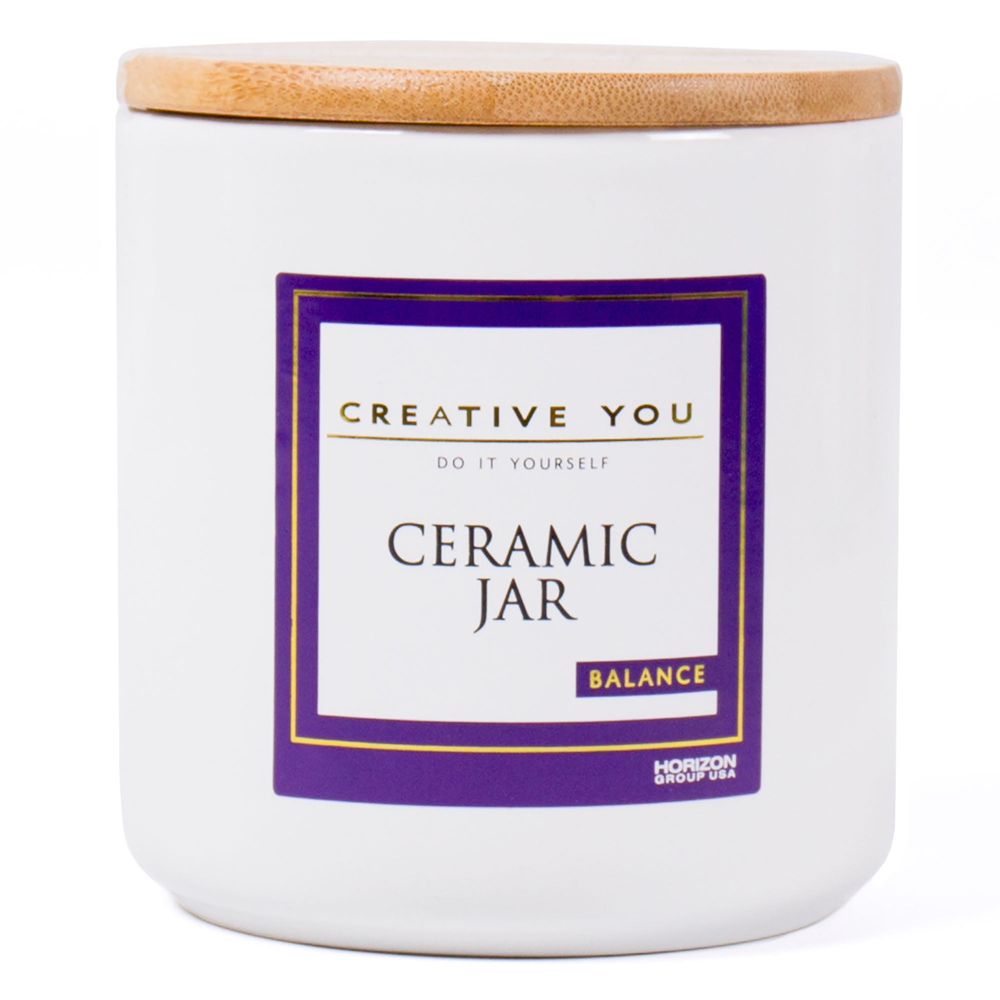 Creative You Do It Yourself Ceramic Jar with Bamboo Lid, Candle Holder