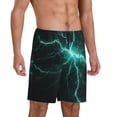 thumbnail image 2 of Balery Green Lightning Flash Pantalones cortos de pijama de punto de algodón para hombre con cinturilla y bolsillos-3X-Large, 2 of 6