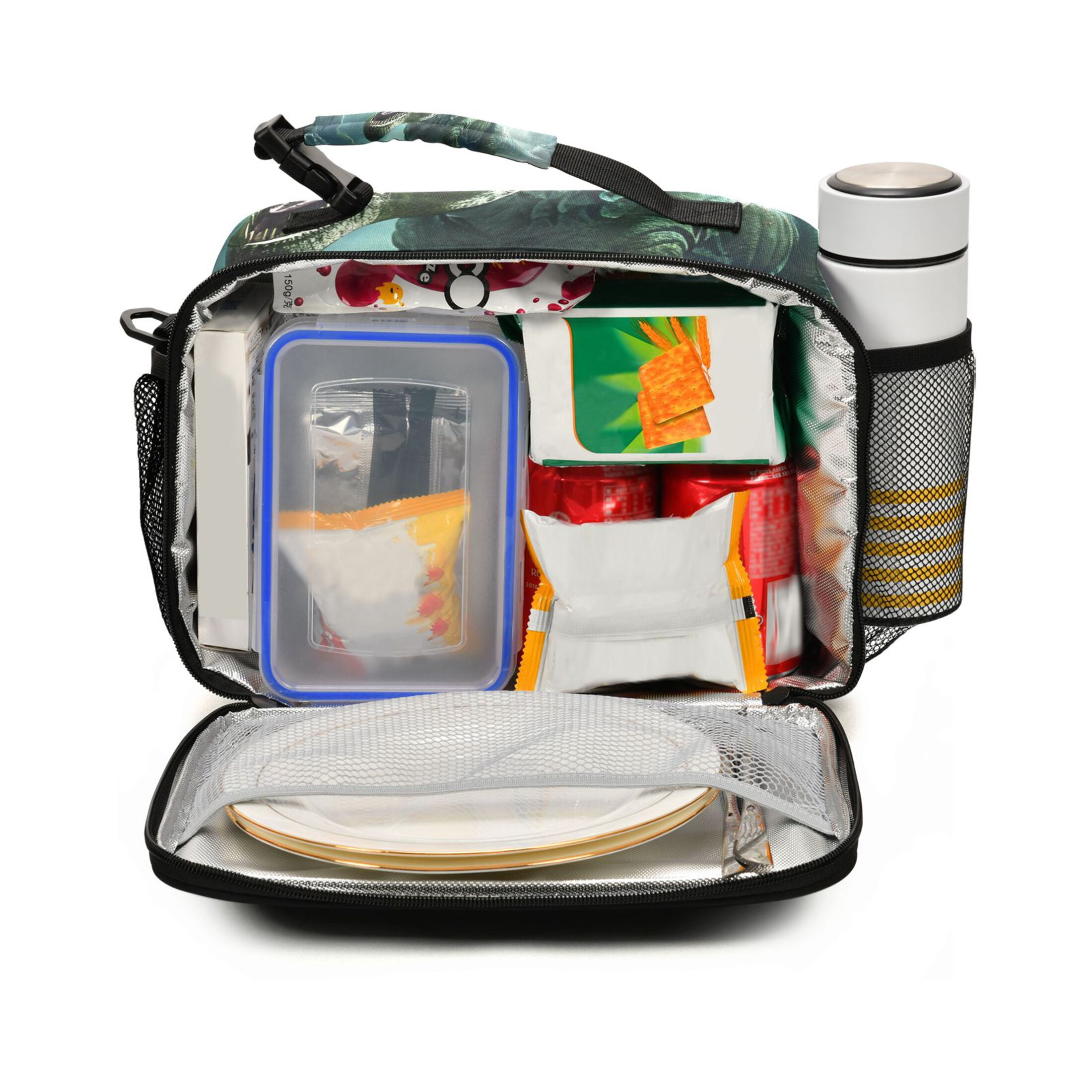 ALAZA Dinosaurs in Forest Lunch Box Insulated Cooler Bag Reusable Tote Bags Shoulder Strap