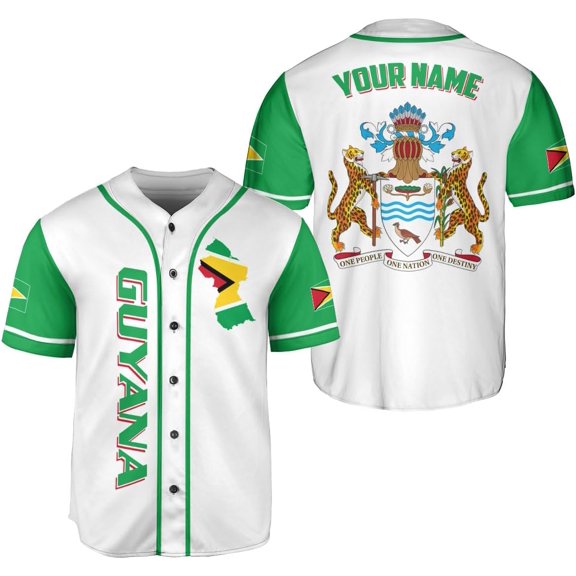 Personalized Guyana Baseball Jersey Shirt, GuyaneseFlag Jersey, Guyana Guyanese Pride Jersey for Men and Women (S)