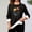 Black, variant on Women's Wool Long Sleeve Round Neck Winter Printed Lamb Fleece Warm Base Top for Fall