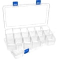 thumbnail image 1 of DARUITE Plastic Organizer Box Small Clear Storage Containers with Lid Adjustable Compartments Organizers for Tool, Jewelry, Tackle, Earring, Craft, Beads - 2PCS, 18 Grids, 1 of 6