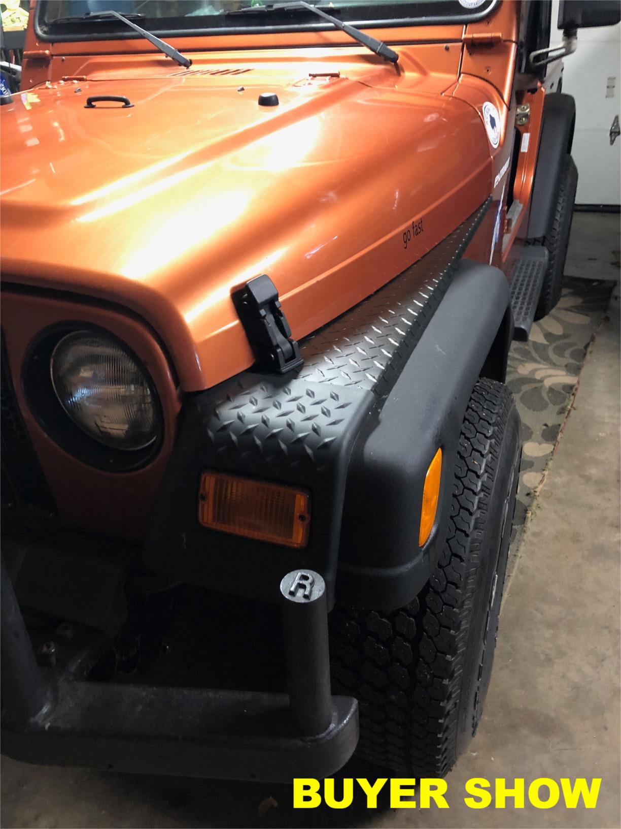 ECOTRIC Fender Bug Chip Guards Front Body Armor Black Diamond Textured Plate 11650.20 for Jeep TJ Wrangler 97-06 