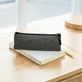 thumbnail image 2 of JeashCHAT Small Pencil Case Triangular Design Pencil Pouch Stationery Bag Zipper Canvas Pen Case Pencil Storage Bag for Office College, Gray, 2 of 6